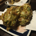 炭火焼野菜 八百起 - 春キャベツのかき揚げ