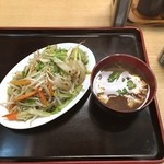 ときわ食堂 - 野菜炒め、玉子汁