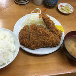 とんかつ山家 - 上ロースかつ定食 単品エビフライ