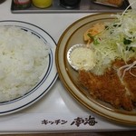 キッチン南海 - ひらめフライ・しょうが焼ライス