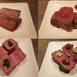 『肉山』神戸 - 赤身モモ、ランプ、熟成リブ芯、神戸牛モモ