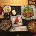 三是 - 鶏の磯辺揚げ定食。15穀米に変更。700円