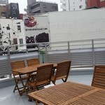 ジンホア - テラス席からキクマツヤカフェが見えました