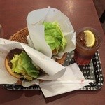 MOS BURGER - クリームチーズテリヤキバーガー390円、モスの菜摘フィッシュ340円、アイスティS250円