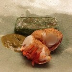 本湖月 - 伊勢海老 よもぎ豆腐