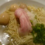 丿貫 - 海老そば・800円　ウズラの味玉・50円