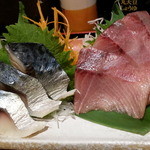 ひだりうまでん助 - 選べる鮮魚2種盛り通常599円がこちらは～20時までのタイムサービスで399円！