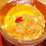 煮魚定食<限定10食> 1200円 のプリンアラモード パッションフルーツとマンゴーのソース