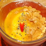 レストラン ママ - 煮魚定食<限定10食> 1200円 のプリンアラモード パッションフルーツとマンゴーのソース