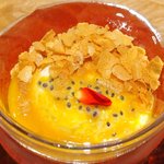 レストラン ママ - 煮魚定食<限定10食> 1200円 のプリンアラモード パッションフルーツとマンゴーのソース