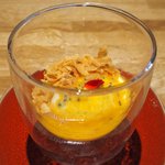 レストラン ママ - 煮魚定食<限定10食> 1200円 のプリンアラモード パッションフルーツとマンゴーのソース