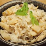 レストラン ママ - 煮魚定食<限定10食> 1200円 の筍と鶏肉の炊込みご飯