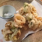 たべごと屋のらぼう -  季節のかき揚げ（葱とアスパラ、きのこ）