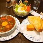 重亭 - ハイシビーフ、トースト、野菜サラダ