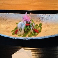 XEX ATAGO GREEN HILLS / tempura & sushi An - 槍烏賊とうるい、木の芽味噌がけ