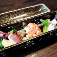 ヒカリヤ ヒガシ - 付け出し（桜御膳）
                「巻海老」、「ほたる烏賊」、「花山葵」、「アスパラ」