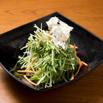 Firm salad of mizuna and fried small sardines