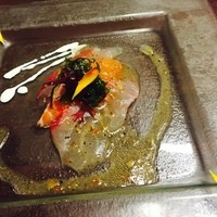 山カフェレストラン KUREHA - 鯛とサーモンとカンパチのカルパッチョ わさびドレッシングとイタリアンソース添え