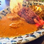 森林食堂 - 2種合がけ（丹後産猪カレー＋相生産牡蠣カレー）