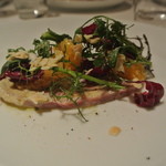 リストランテ カノフィーロ - 仔牛のトンナートソース　トレビスとハッサク、アーモンド