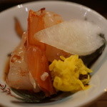 さ行 - 2016年4月_刺身（赤海老の酒盗醤油）