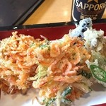 丸屋 - Mar, 2016 桜海老のかき揚げ900円　なんとかき揚げが二つ