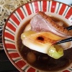 蕎麦専門店 愉庵 - 厚めの鴨肉と、炙りネギ。