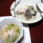 Yumoto No Shou Yume Hotaru - 【夕食】鯛カマの煮付けとそうめん。煮付けの出汁をそうめんにぶっかけて頂きます。
