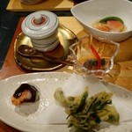 さらの木 - （2016/2月）夕食の天ぷらと小鉢と蒸しもの