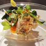 エクアトゥール - （2016.4)タイラガイのミキュイと筍、菜の花、白ワインソースとエシャロットコンフィ