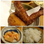 Gyouza tei - 「手羽先から揚げ」、これは美味しい。ご飯もツヤツヤです。