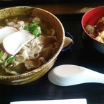 島ヶ原温泉　やぶっちゃ　里山料理　どんど - 肉うどんとミニ天丼