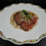 雄琴荘 - ローストビーフの創作料理（下に湯葉が隠れています）