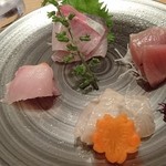 みこころや - (4/11)刺身（カンパチ、メジマグロ、平目昆布〆、金目鯛）