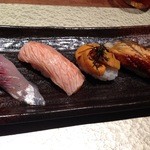 寿司ひでぞう - 鯵・炙りサーモン・ウニ・鰻