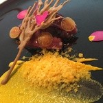 2016年3月　桜の季節　馬肉・人参・マスタード・卵黄