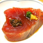 鮨 一新 - <'16/04/05撮影>一新特選コース 7560円 5品目 鰹の漬け