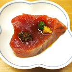 鮨 一新 - <'16/04/05撮影>一新特選コース 7560円 5品目 鰹の漬け