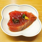 鮨 一新 - <'16/04/05撮影>一新特選コース 7560円 5品目 鰹の漬け