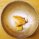 鮨 一新 - <'16/04/05撮影>一新特選コース 7560円 6品目 毛蟹 すだち添え