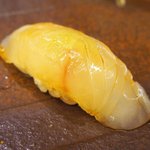 鮨 一新 - <'16/04/05撮影>一新特選コース 7560円 11品目 ヒラメ 昆布〆