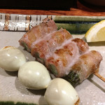 炭家 - アスパラベーコンとうずらが来ました‼️うずら好きがわかったら、真っ先に出してもらえます。