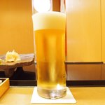 鮨 一新 - <'16/04/05撮影>サッポロ黒ラベル 中ジョッキ 380円