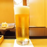 鮨 一新 - <'16/04/05撮影>サッポロ黒ラベル 中ジョッキ 380円