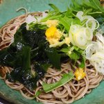 à la 麓屋 - <'16/04/04撮影>冷たいサラリ 650円 のわかめ、おろし、生姜、水菜、柚子