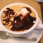 カフェ・ド・アメリ - プレミアムデザインラテ（龍馬）+ケーキセット＠1,010