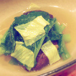 草喰 なかひがし - のらぼう菜と原木椎茸、平湯葉