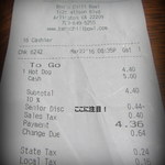 Ben's Chili Bowl - 人生初の高齢者割引の証拠写真