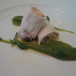 レストラン ファロ 資生堂  - カポナータを詰めたメカジキのインボルティーニ　ズッキーニとミントのピュレ 