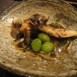 鮎のかき揚げ　松茸の天ぷら　焼き銀杏　甘酢ソース 